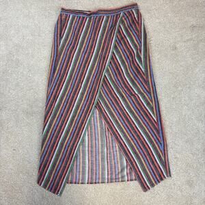 Madewell Linen Blend Overlay Skirt Rainbow Stripe Size M